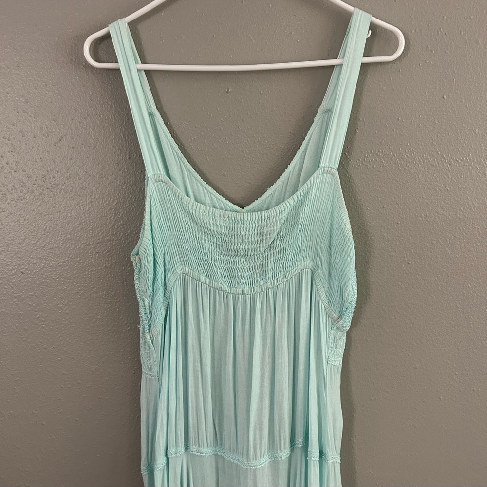 L’Pogee Embroidered Crochet Maxi Dress Handkerchief Hem Flowy Boho One Sz Sample - Picture 8 of 11
